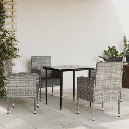 vidaXL Juego de comedor jardín 5 pzas ratán sintético acero gris negro