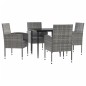 vidaXL Juego de comedor jardín 5 pzas ratán sintético acero gris negro vidaXL Juego de comedor jardín 5 pzas ratán sintético acero gris negro
