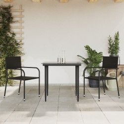 vidaXL Juego de comedor de jardín 3 pzas ratán sintético y acero negro