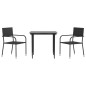 vidaXL Juego de comedor de jardín 3 pzas ratán sintético y acero negro vidaXL Juego de comedor de jardín 3 pzas ratán sintético y acero negro