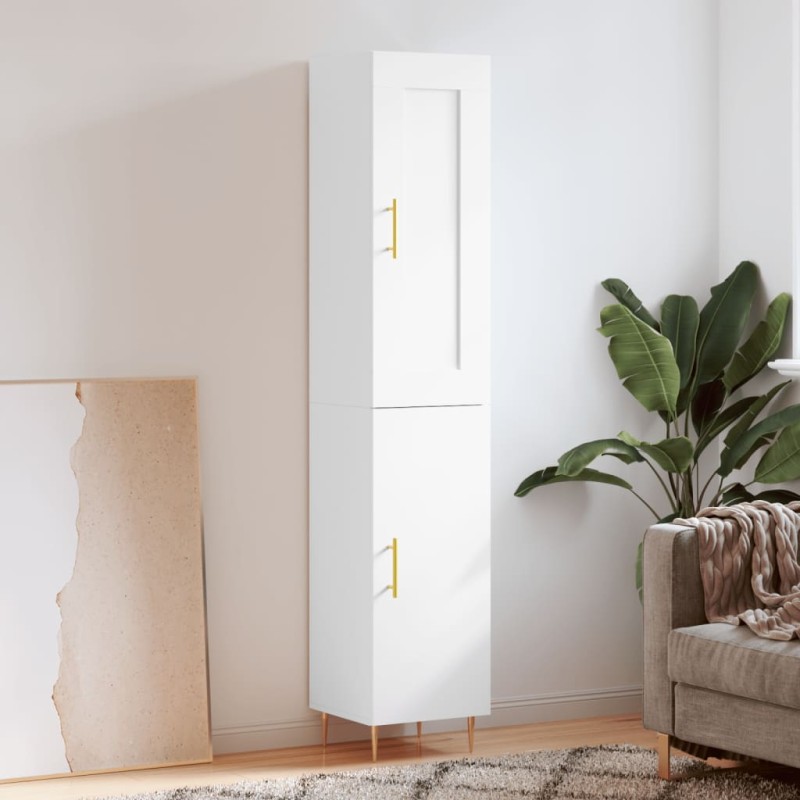 vidaXL Aparador alto madera contrachapada blanco brillo 34,5x34x180 cm vidaXL Aparador alto madera contrachapada blanco brillo 34,5x34x180 cm