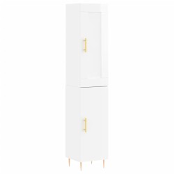 vidaXL Aparador alto madera contrachapada blanco brillo 34,5x34x180 cm