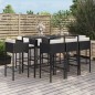vidaXL Mesa y taburetes altos jardín 9 piezas y cojines ratán PE negro vidaXL Mesa y taburetes altos jardín 9 piezas y cojines ratán PE negro