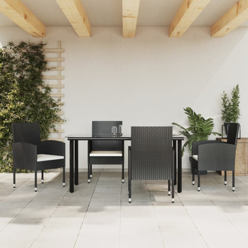 vidaXL Juego de comedor de jardín 5 pzas ratán sintético y acero negro