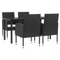 vidaXL Juego de comedor de jardín 5 pzas ratán sintético y acero negro
