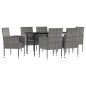 vidaXL Juego de comedor jardín 7 pzas ratán sintético acero gris negro vidaXL Juego de comedor jardín 7 pzas ratán sintético acero gris negro
