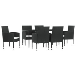 vidaXL Juego de comedor de jardín 7 pzas ratán sintético y acero negro