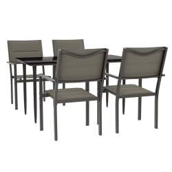 vidaXL Juego de comedor para jardín 5 piezas acero y textilene negro