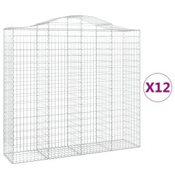 vidaXL Cestas gaviones 12 uds forma de arco hierro 200x50x180/200 cm