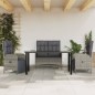 vidaXL Juego de comedor de jardín 4 piezas con cojines ratán PE gris vidaXL Juego de comedor de jardín 4 piezas con cojines ratán PE gris