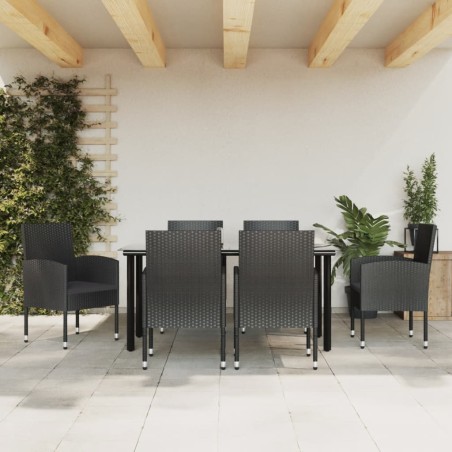 vidaXL Juego de comedor de jardín 7 pzas ratán sintético y acero negro