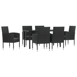 vidaXL Juego de comedor de jardín 7 pzas ratán sintético y acero negro