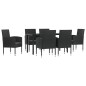 vidaXL Juego de comedor de jardín 7 pzas ratán sintético y acero negro vidaXL Juego de comedor de jardín 7 pzas ratán sintético y acero negro