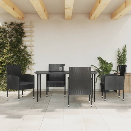 vidaXL Juego de comedor de jardín 5 pzas ratán sintético y acero negro