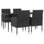 vidaXL Juego de comedor de jardín 5 pzas ratán sintético y acero negro vidaXL Juego de comedor de jardín 5 pzas ratán sintético y acero negro