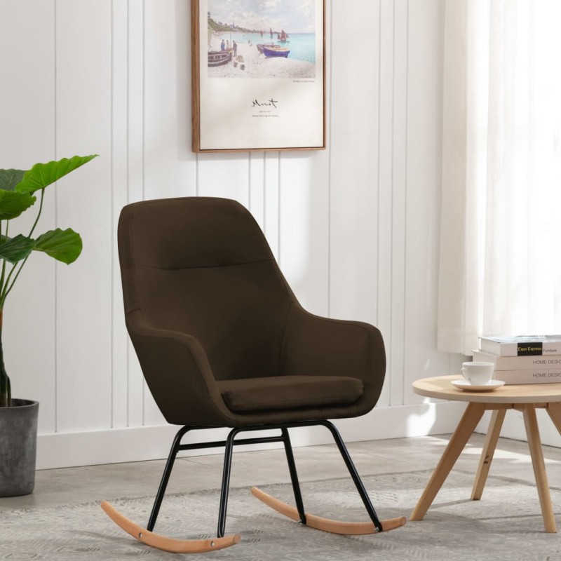 vidaXL Silla mecedora de tela marrón vidaXL Silla mecedora de tela marrón