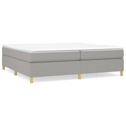 vidaXL Cama box spring con colchón tela gris claro 200x200 cm