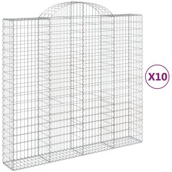 vidaXL Cestas gaviones 10 uds forma de arco hierro 200x50x180/200 cm