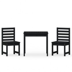vidaXL Mesa y sillas de jardín 3 piezas madera maciza de pino negro