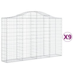 vidaXL Cestas de gaviones 9 uds forma de arco hierro 200x30x120/140 cm