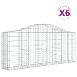 vidaXL Cestas de gaviones 6 uds forma de arco hierro 200x30x80/100 cm