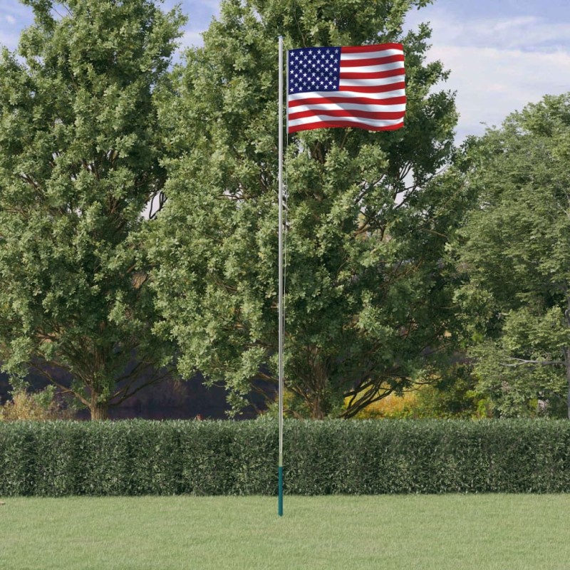 vidaXL Mástil y bandera de Estados Unidos aluminio 6,23 m