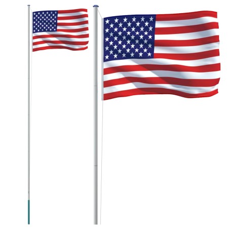 vidaXL Mástil y bandera de Estados Unidos aluminio 6,23 m