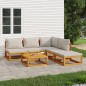 vidaXL Set muebles de jardín 6 pzas madera maciza y cojines gris claro vidaXL Set muebles de jardín 6 pzas madera maciza y cojines gris claro