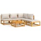 vidaXL Set muebles de jardín 6 pzas madera maciza y cojines gris claro vidaXL Set muebles de jardín 6 pzas madera maciza y cojines gris claro