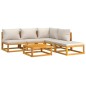 vidaXL Set muebles de jardín 6 pzas madera maciza y cojines gris claro vidaXL Set muebles de jardín 6 pzas madera maciza y cojines gris claro