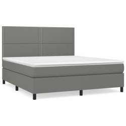 vidaXL Cama box spring con colchón tela gris oscuro 160x200 cm