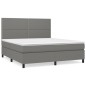 vidaXL Cama box spring con colchón tela gris oscuro 160x200 cm