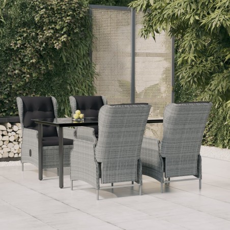 vidaXL Juego de comedor de jardín 5 piezas ratán sintético gris claro