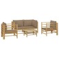 vidaXL Set de muebles de jardín 5 piezas bambú y cojines gris taupé vidaXL Set de muebles de jardín 5 piezas bambú y cojines gris taupé