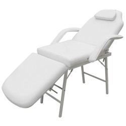 vidaXL Camilla de esteticista cuero sintético blanca 185x78x76 cm 