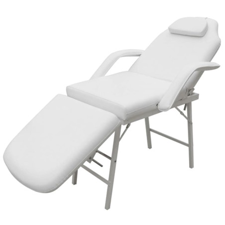 vidaXL Camilla de esteticista cuero sintético blanca 185x78x76 cm 