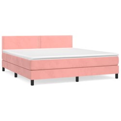 vidaXL Cama box spring con colchón terciopelo rosa 180x200 cm