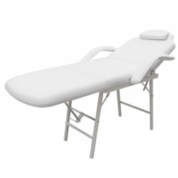 vidaXL Camilla de esteticista cuero sintético blanca 185x78x76 cm 
