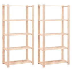 vidaXL Estantería 5 niveles 2 unidades madera pino maciza 250 kg 