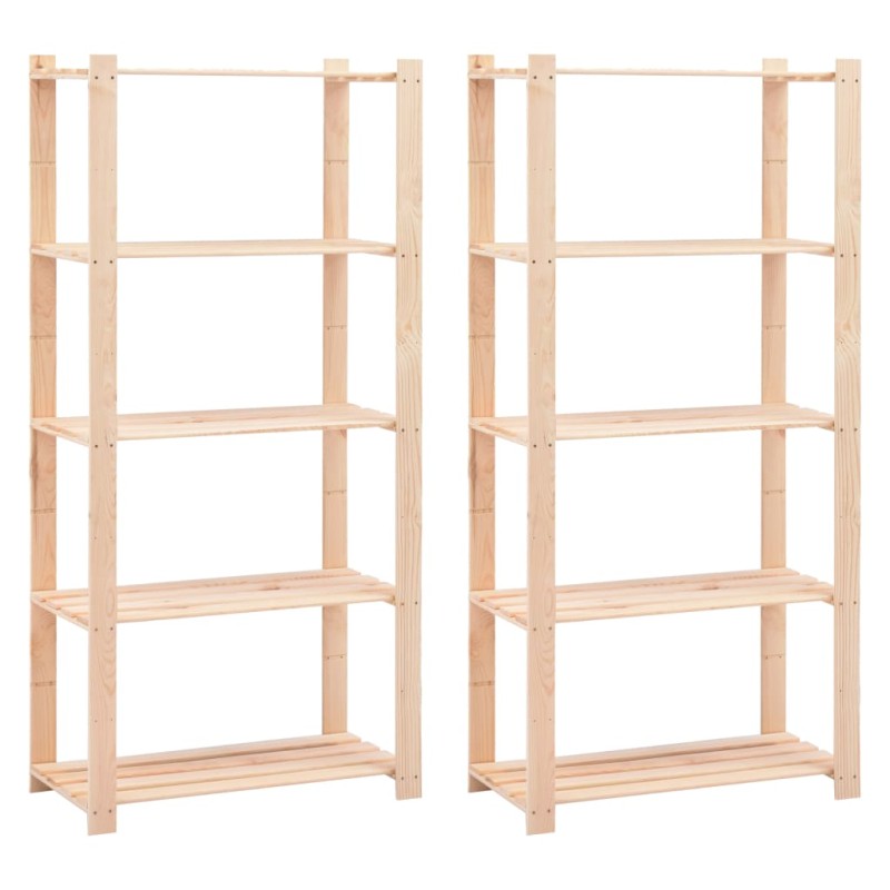 vidaXL Estantería 5 niveles 2 unidades madera pino maciza 250 kg vidaXL Estantería 5 niveles 2 unidades madera pino maciza 250 kg