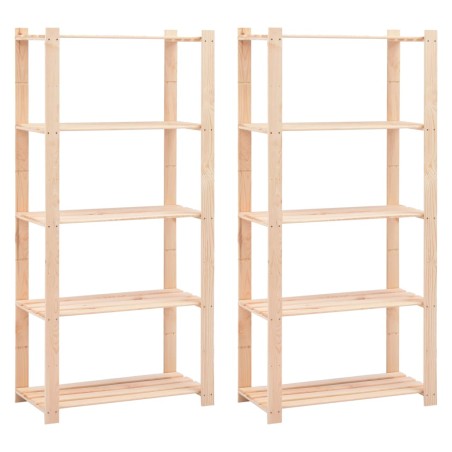 vidaXL Estantería 5 niveles 2 unidades madera pino maciza 250 kg 