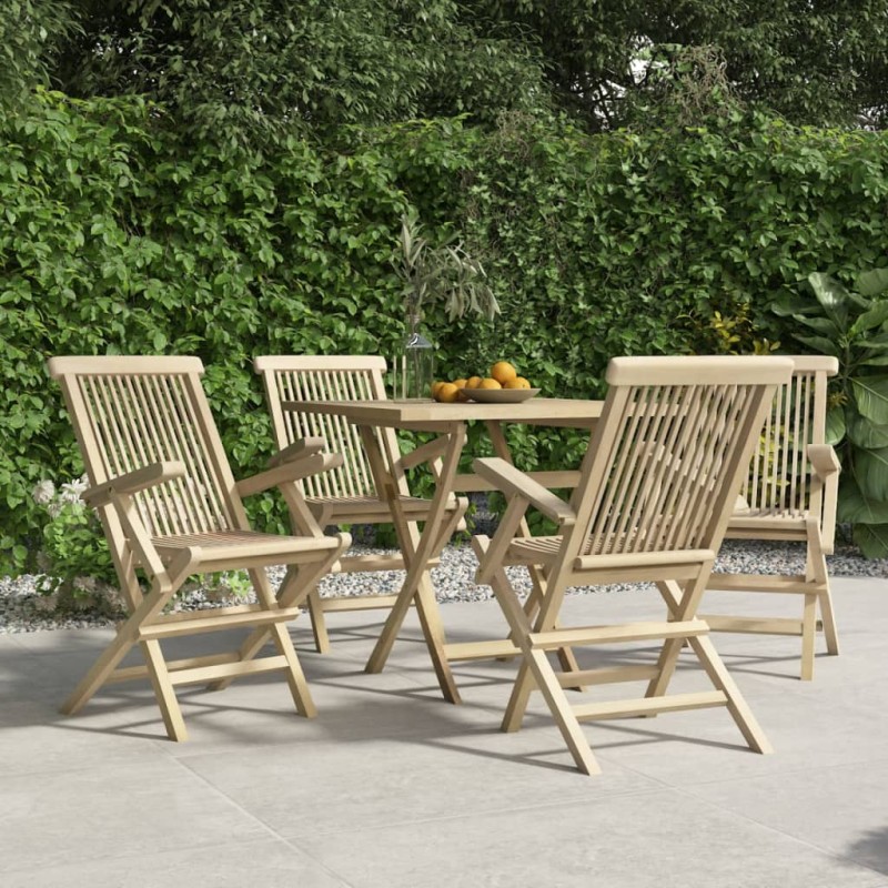 vidaXL Sillas de jardín plegables 4 uds madera maciza teca 56x61x89 cm vidaXL Sillas de jardín plegables 4 uds madera maciza teca 56x61x89 cm