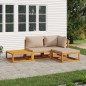 vidaXL Set muebles de jardín 4 pzas madera maciza y cojines gris taupé vidaXL Set muebles de jardín 4 pzas madera maciza y cojines gris taupé