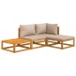 vidaXL Set muebles de jardín 4 pzas madera maciza y cojines gris taupé vidaXL Set muebles de jardín 4 pzas madera maciza y cojines gris taupé