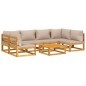vidaXL Set muebles de jardín 7 pzas madera maciza y cojines gris taupé vidaXL Set muebles de jardín 7 pzas madera maciza y cojines gris taupé