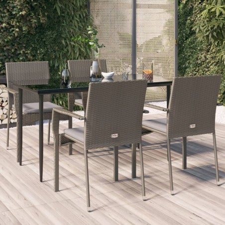 vidaXL Set comedor jardín 5 pzas y cojines ratán sintético negro gris
