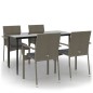 vidaXL Set comedor jardín 5 pzas y cojines ratán sintético negro gris vidaXL Set comedor jardín 5 pzas y cojines ratán sintético negro gris