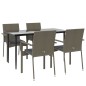 vidaXL Set comedor jardín 5 pzas y cojines ratán sintético negro gris vidaXL Set comedor jardín 5 pzas y cojines ratán sintético negro gris