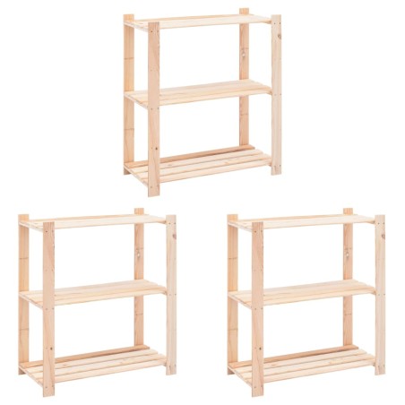 vidaXL Estantería 3 niveles 3 unidades madera pino maciza 150 kg 