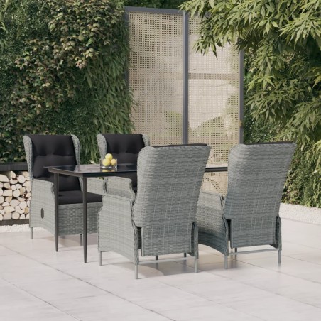 vidaXL Juego de comedor de jardín 5 piezas ratán sintético gris claro